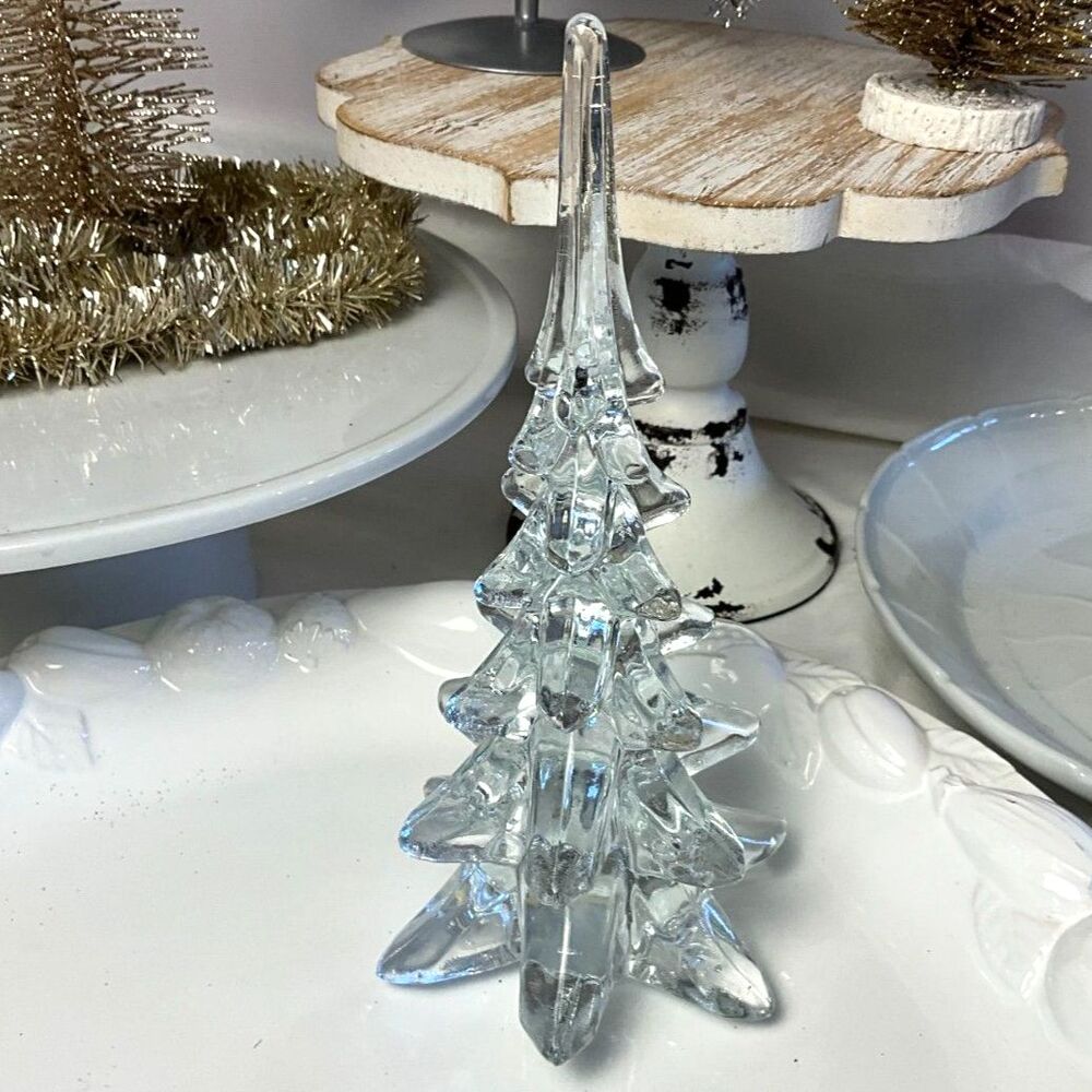 Beautiful vintage glass table top Christmas tree 8" tree